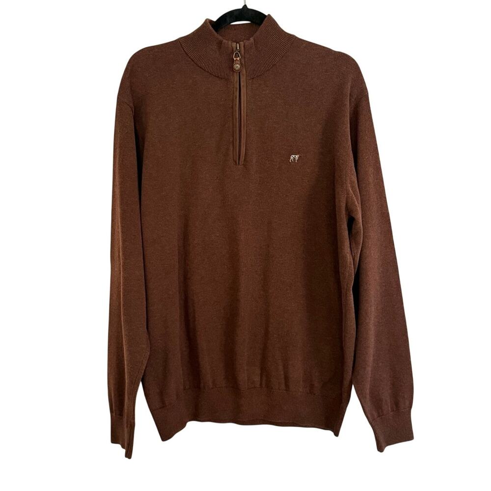 Southern Point Co Hayward Zip Mens L Brown Quarter Zip Sweater Pointer Dog